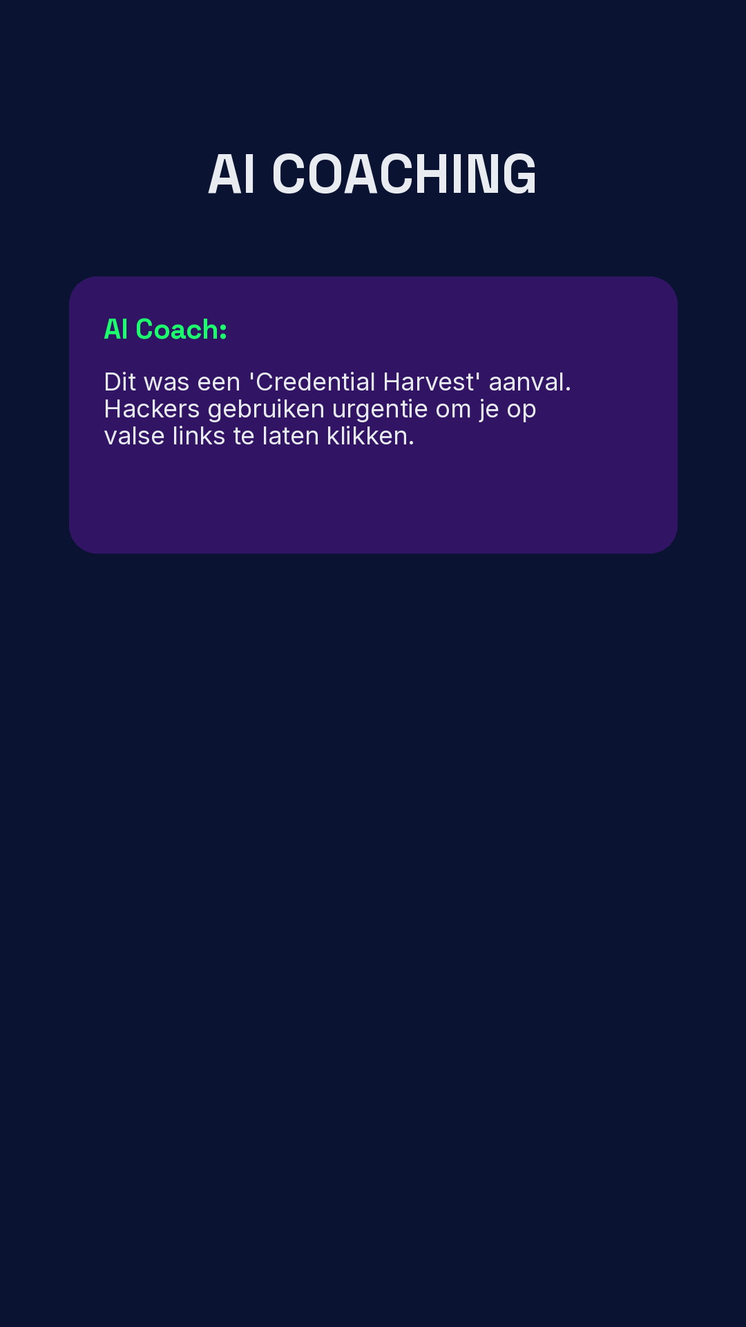 App-scherm met AI Coach feedback